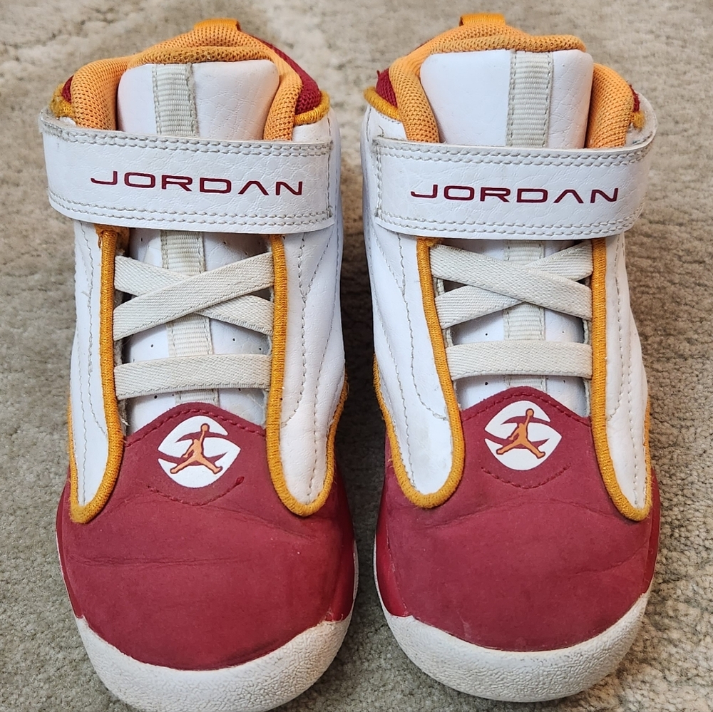 Jordan Pro Strong Red and White Sneakers High-Top Design Pre-school Size 10